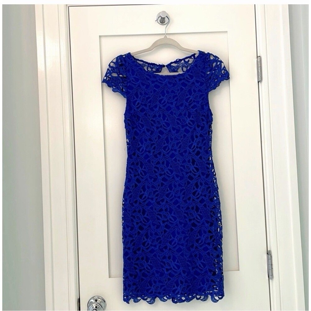 Alice+Olivia XS/2 Clover Lace Backless Dress Bodycon Silk Cocktail Formal Sexy - Picture 14 of 16